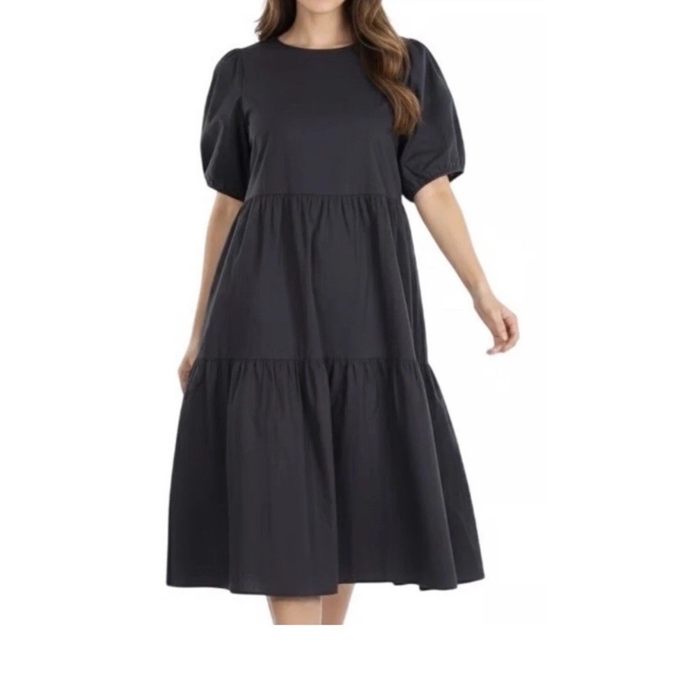 Everlane Tiered Puff Sleeve Midi Dress Women's XS Babydoll Flowy Minimalist